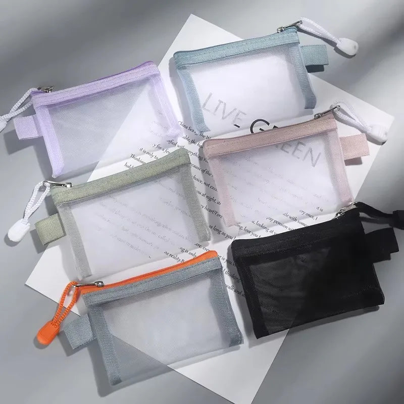 Mesh Nylon Zipper Pouch – Coin Purse & Card Holder (1-2 Pack)