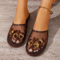Women Slippers Round Head Outdoor Cool Shoes Summer Mesh Flower Zpaxo Brown 38