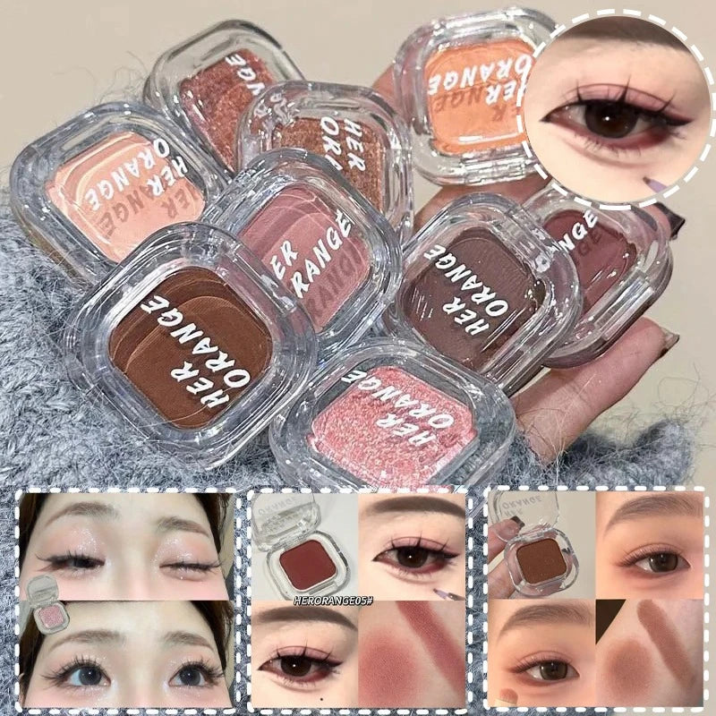 Red Brown Monochrome Eyeshadow Eyeliner Powder Palette Silky Matte Coral Red Lying Silkworm Eyeliner Waterproof Aegyo-sal Makeup Zpaxo
