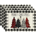 Christmas Tree Elk Placemat Linen Dining Table Mats Coaster Bowl