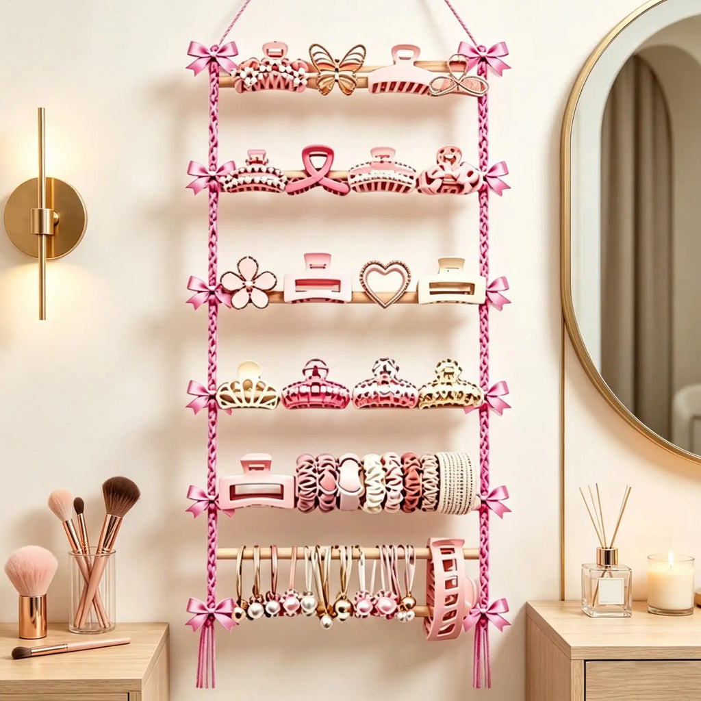 Claw Clip Holder Organizer Space-saving Vertical Macrame Bow Shelf