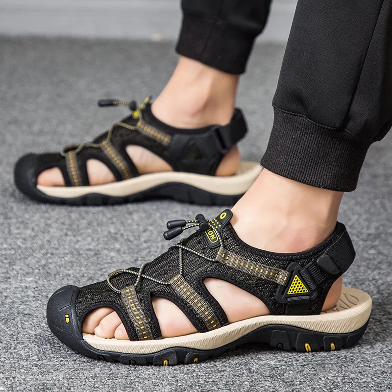 Summer Men Sandals Leather Mens Casual Shoes Outdoor Beach Roman Zpaxo
