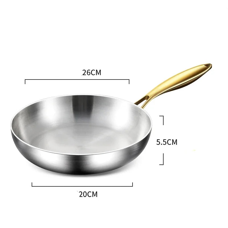 316 Stainless Steel Non-Stick Frying Pan 26/28cm Wok Skillet Stainless Steel Skillet Zpaxo 26cm