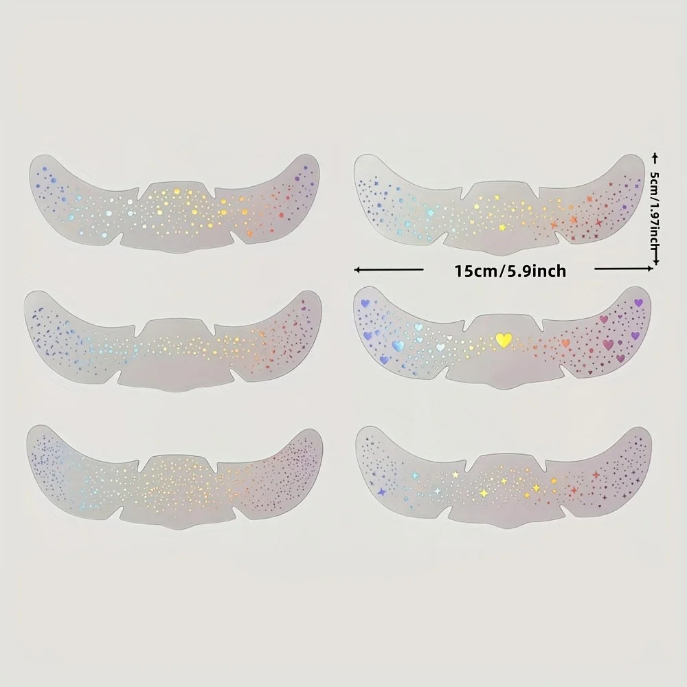 Glitter Freckle Tattoos Holographic Heart Face Stickers Waterproof