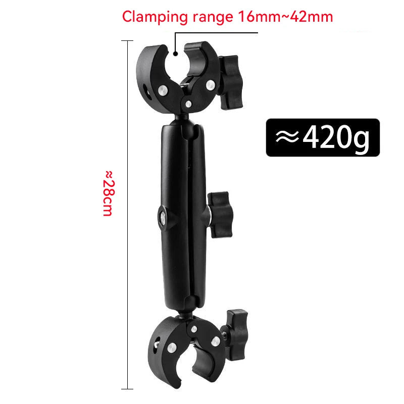 Double Clamp Camera Mount Arm Clip Crab Support Motorcycle Handlebar Zpaxo D