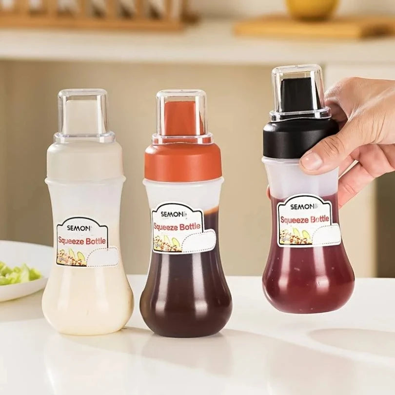 New 5-hole Squeezing Sauce Bottle Dustproof 350ml Plastic Bottle Food Grade PP with Scale Salad Bottle Kitchen Supplies Zpaxo