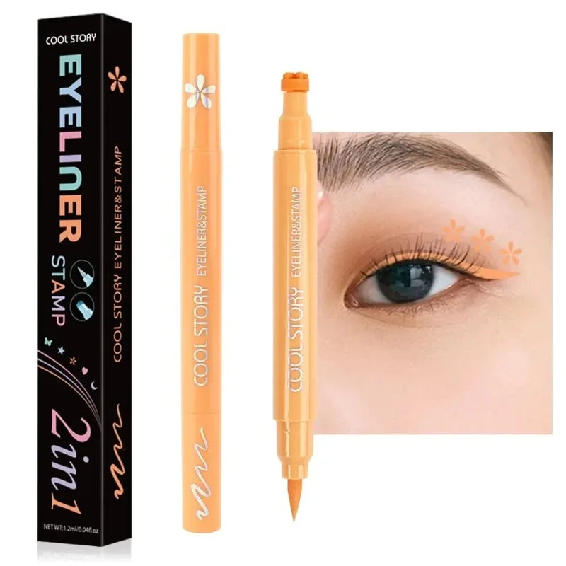 Colorful Double-headed Eyeliner Stamp Pen Waterproof Quick Drying