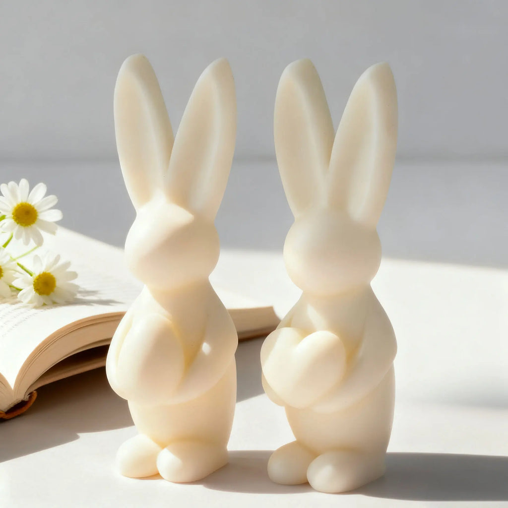 Easter Bunny Candle Silicone 3D Rabbit Bunny Egg Heart Aromatherapy Soap Gypsum Plaster Ornament Gift Mould Home Decor Zpaxo