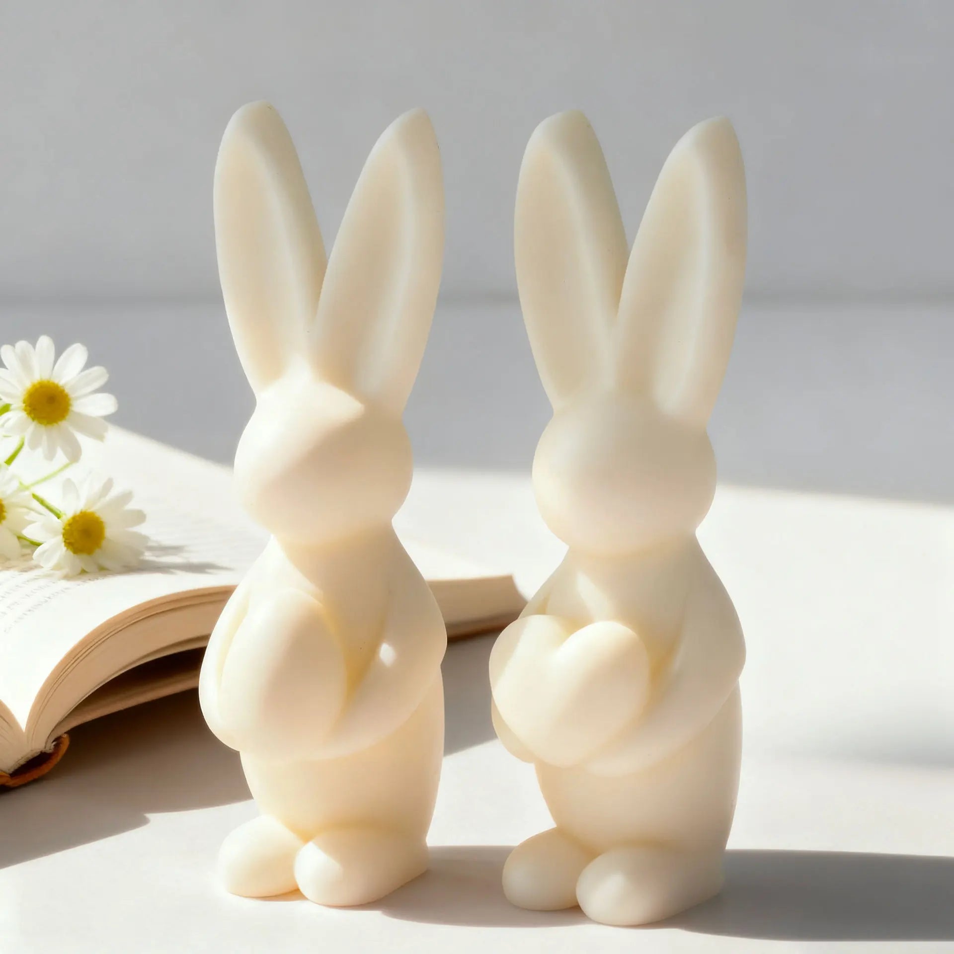 Easter Bunny Candle Silicone 3D Rabbit Bunny Egg Heart Aromatherapy Soap Gypsum Plaster Ornament Gift Mould Home Decor Zpaxo