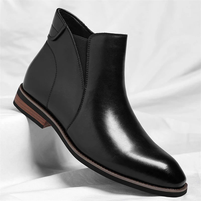 Mens Brown Gradient Leather Chelsea Ankle Boots Side Zipper Elastic Zpaxo 2009 Black 40 China Mainland
