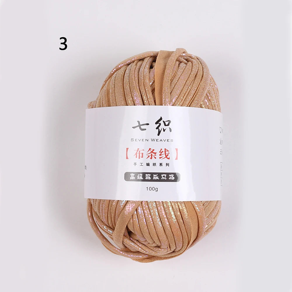 100g/Roll Metallic Crochet Yarn Imitation Leather Shiny Crochet Yarn Fabric Yarn for Knitting T-Shirt Bag Craft Zpaxo Light orange