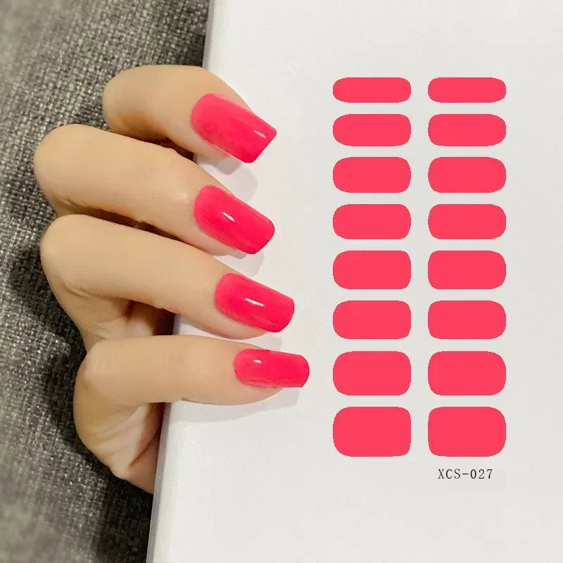 53 Colors Nail Polish Stickers Pure Strips Waterproof Adhesive Full