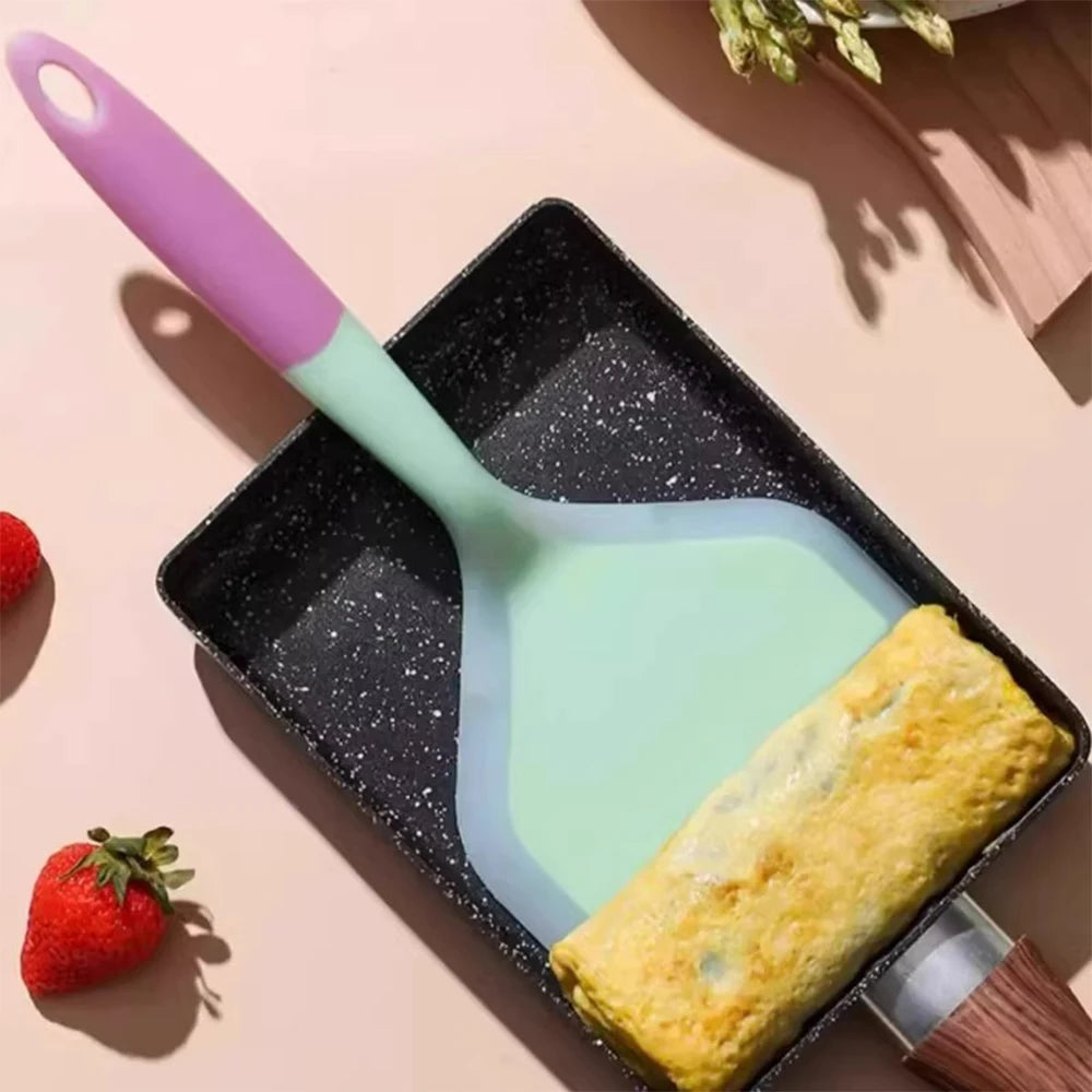 Silicone Spatula Wide Pancake Turner Nonstick Heat-Resistant Pancake Shovel for Cooking Baking Color Random Zpaxo