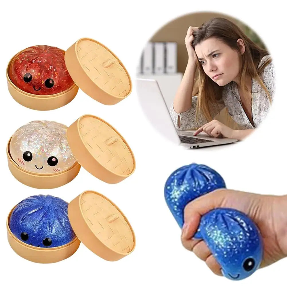 Simulation Flash Dumpling Pressure Ball Stress Relief Reusable Low Rebound Decompression Toys Children Squeezable Toys Zpaxo