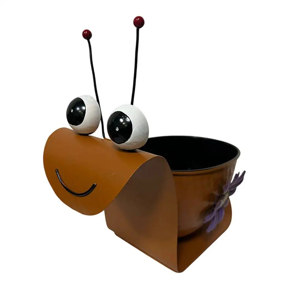 Snail Planter Cute Metal Home Decor Rustic Whimsical Planters