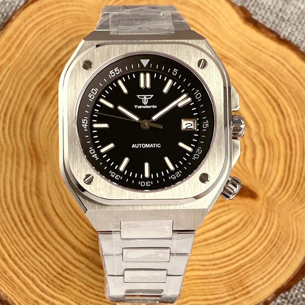 AR Sapphire Glass 42mm Square Steel Mechanical Men Watch S NH35AA Movt 150m Waterproof Elegance Dive Watches Black/Ice Blue Dial Zpaxo logo black 2