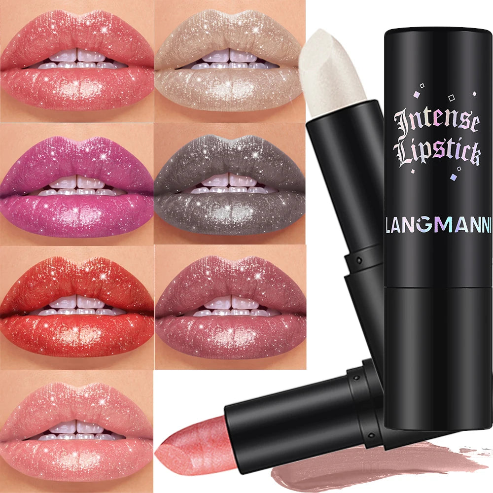 Shimmer Coral Metallic Lipstick Glitter Diamond Waterproof Lip Gloss High Pigment Shiny Sparkling Pearl Lip Stick Cosmetics Zpaxo