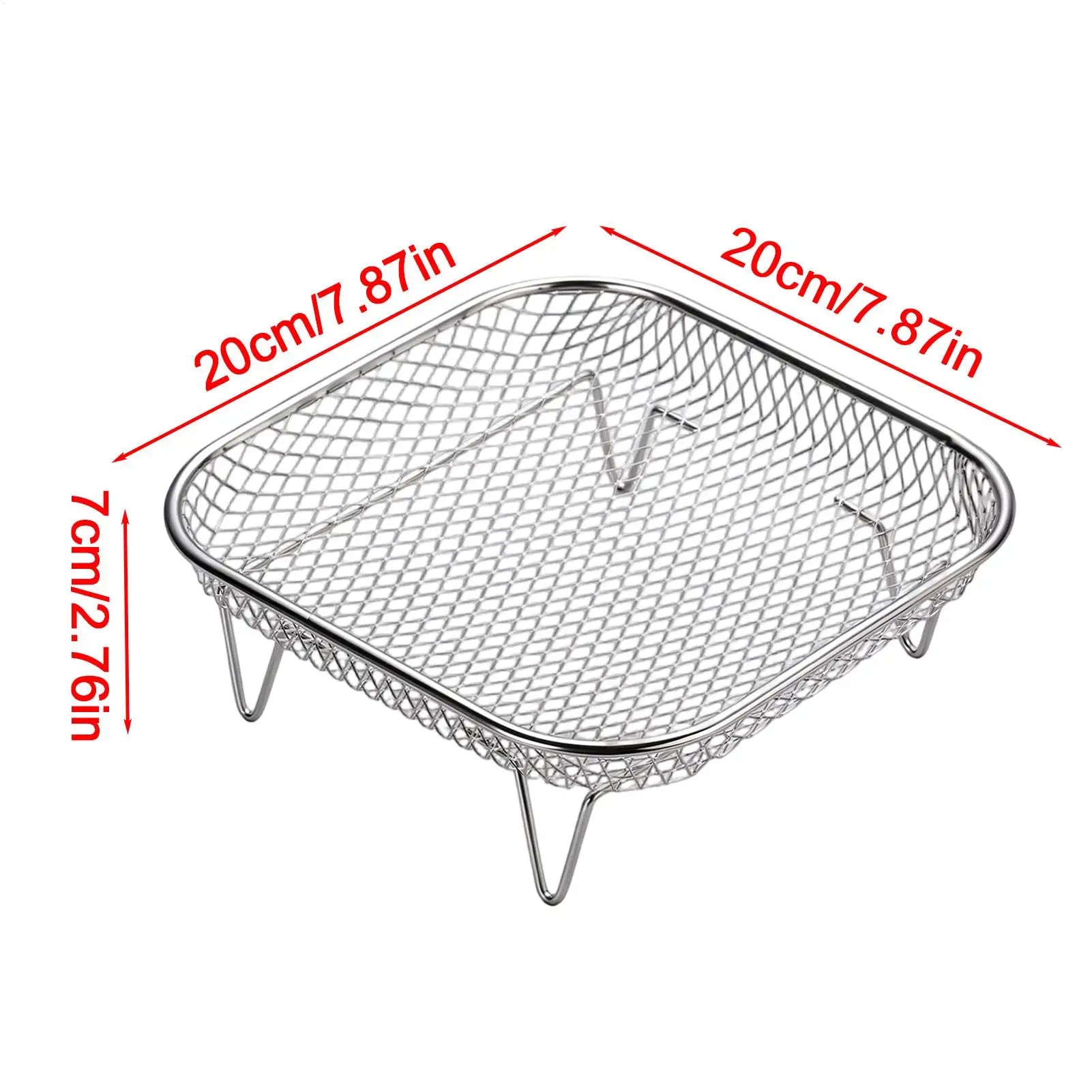 Stainless Steel Air Fryer Tray Food Grade Square Stackable Mesh