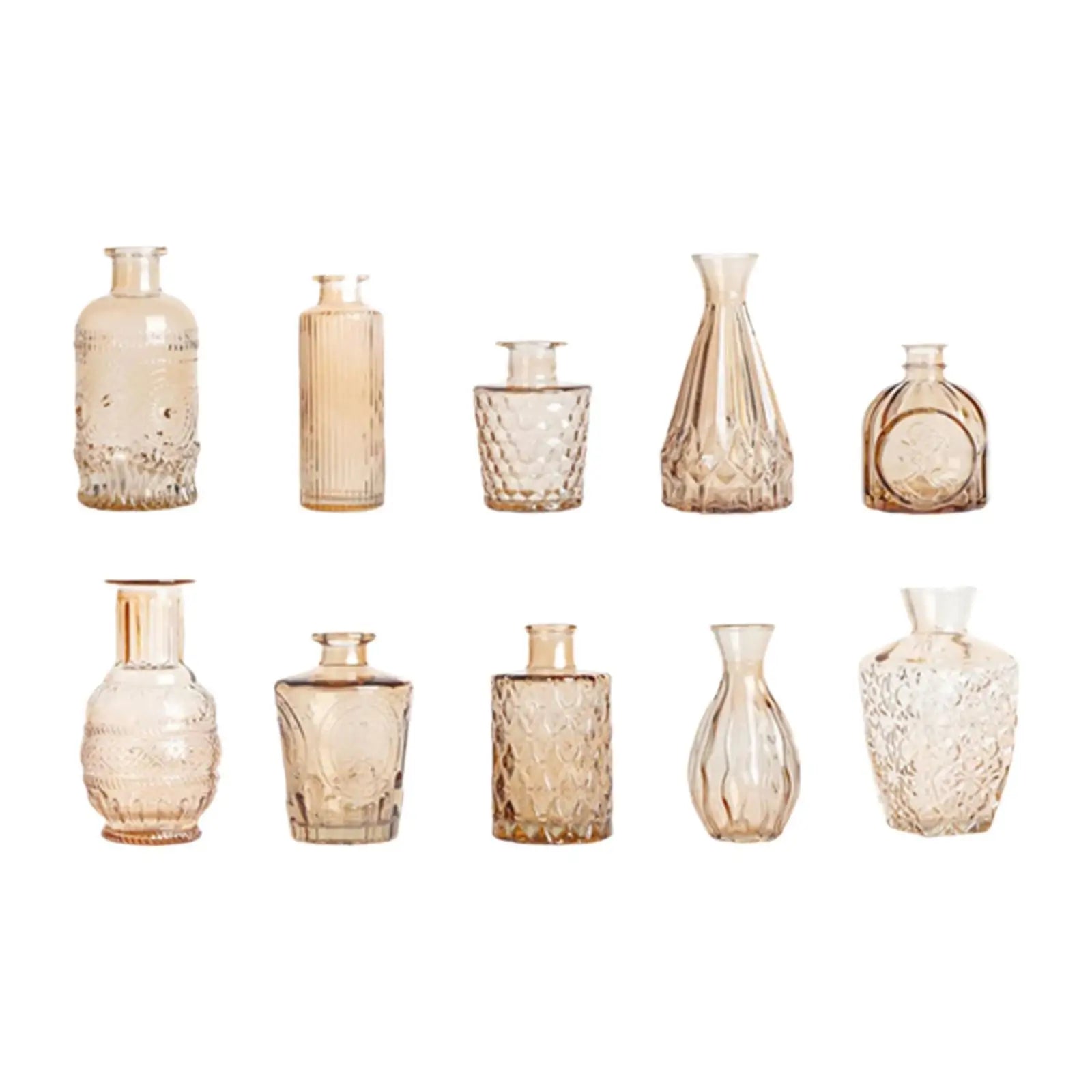 10Pcs Glass Bud Vases Cute Mini Flower Vases Centerpieces Fashion Home Decor Zpaxo Brown