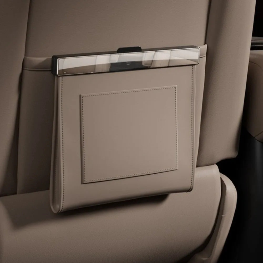 Waterproof Car Garbage Bag Leather Storage Pocket Magnetic Adsorption Storage Bag Garbage Bin Space Saving Zpaxo Brown