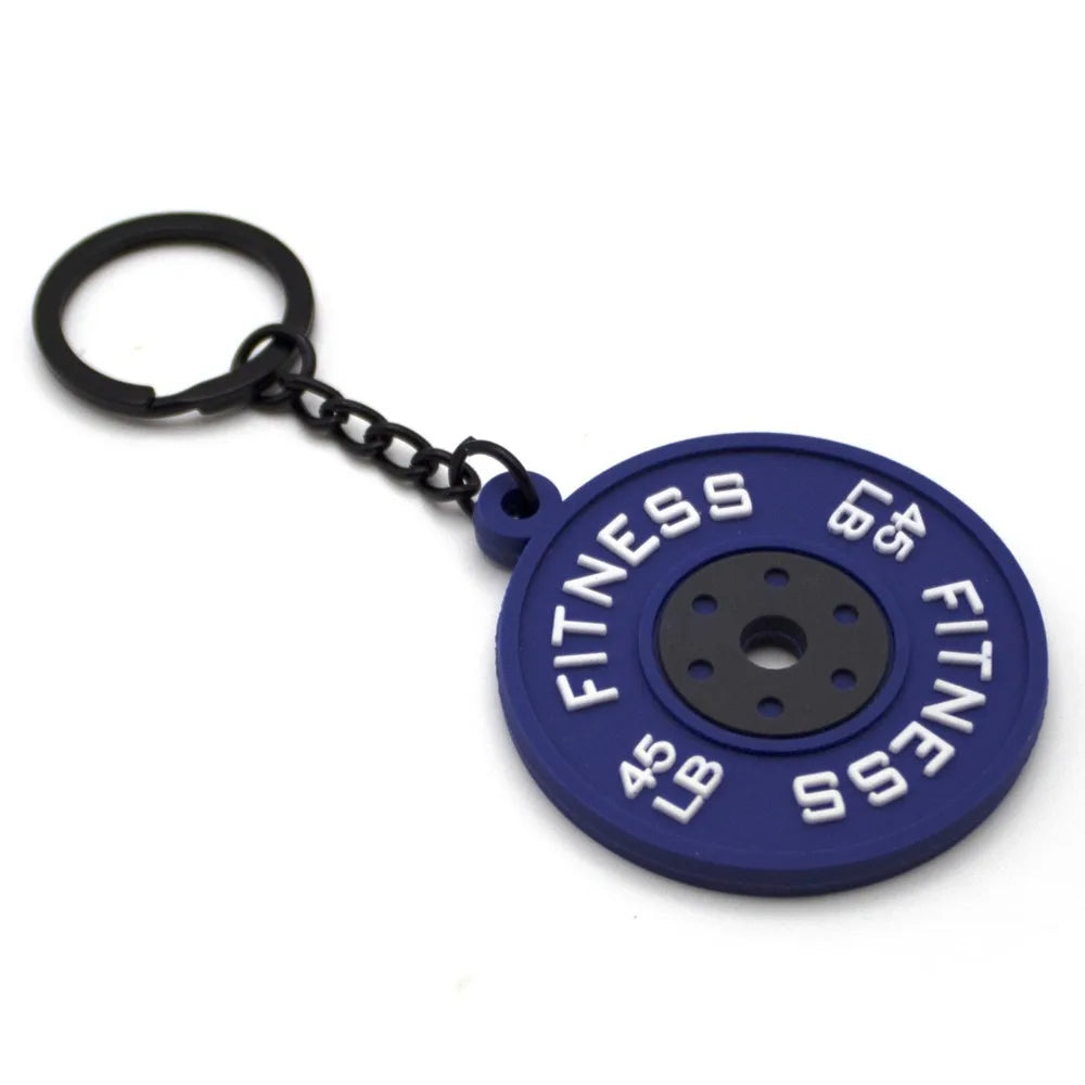 Mini Barbell Plates Key Chain Dumbbell Creative Barbell Plates Keyring Jewelry Simulation Fitness Series Pendant Bodybuilder Zpaxo Blue