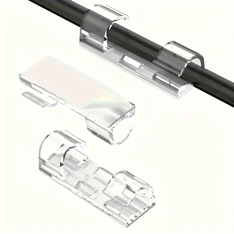 Clear Adhesive Cable Clips – Transparent Cord Holders for Walls & Desks Cable Management Clips Zpaxo