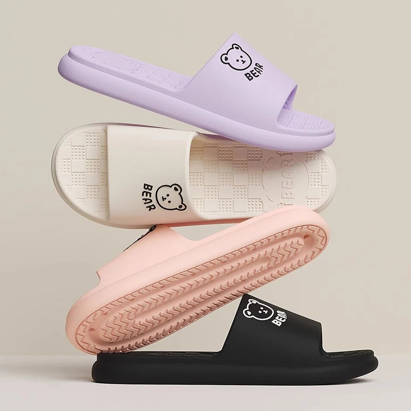 Women Summer Concise EVA Slippers Men Soft Home Slides Couples