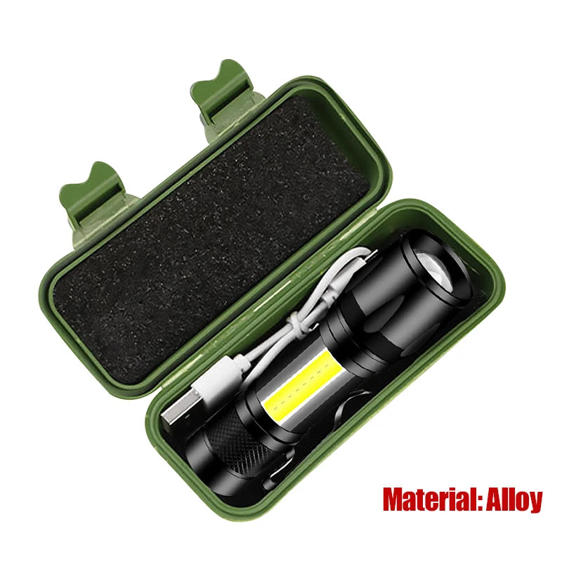 Rechargeable Mini Led Flashlight Zoomable Portable Outdoor Camping Zpaxo 1PCS-Alloy