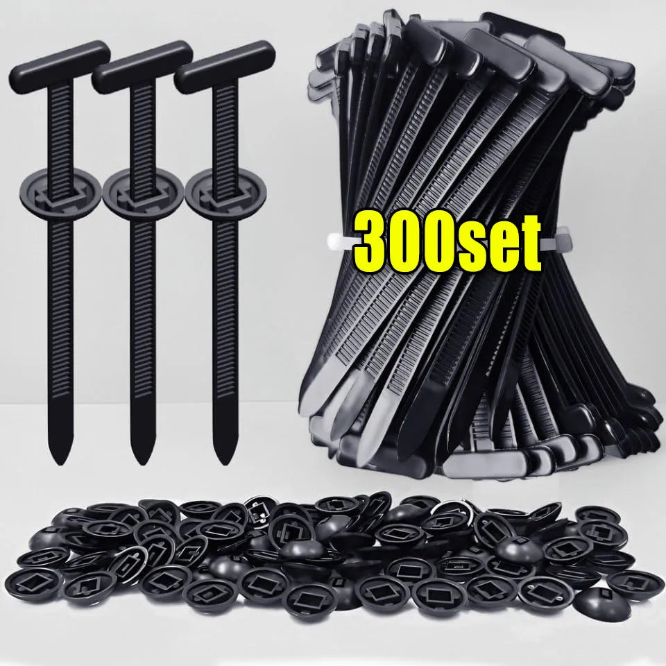 1000set Self-locking Nylon Cable Tie Buckle - Heavy Duty Pin & Button Zip Ties Car Repair Fastening Strap Zpaxo 300set(600pcs)