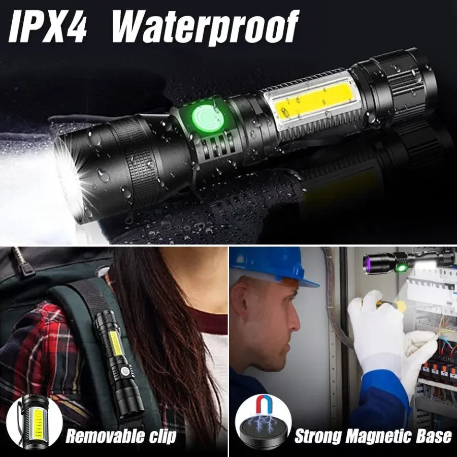 POCKETMAN 7-Mode LED Flashlight – UV, Red & White, Magnetic LED Torch Flashlight Zpaxo