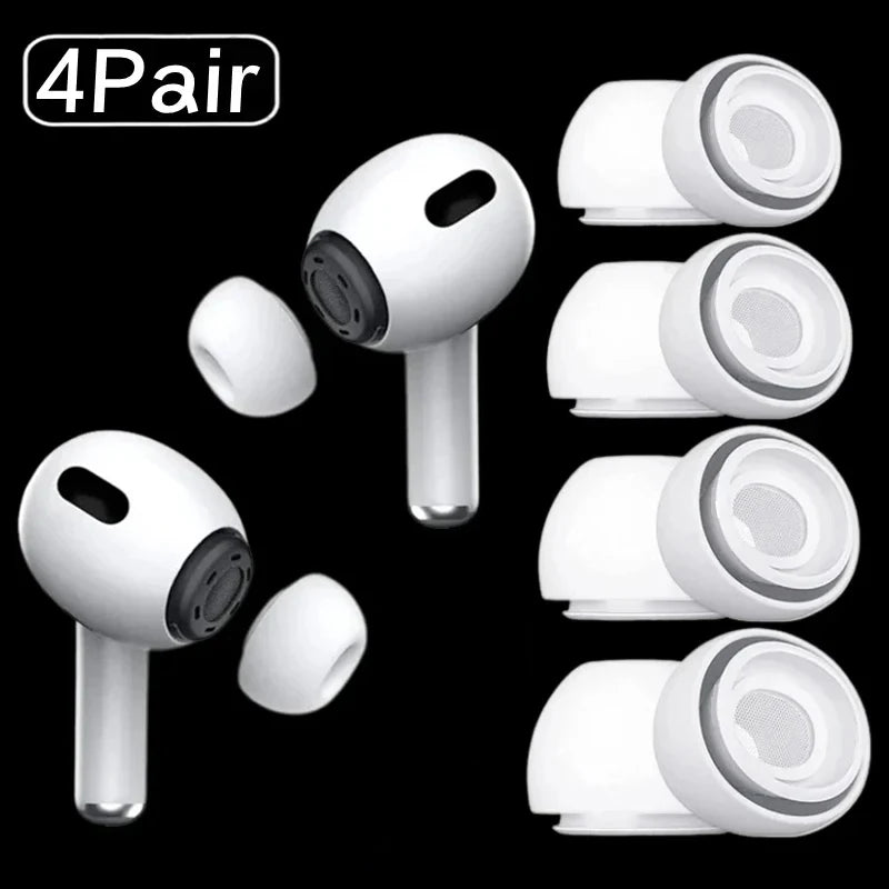 4 Pairs Ear Tips Airpods 1st 2nd Gen Noise Reduction Silicone Earbuds