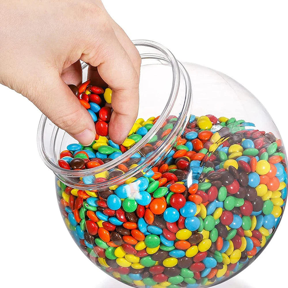 1Pc Candy Jar with Lid Plastic Clear Cookie Storage Container Wide Mouth Canister for Candy Snacks Cereal Jelly Dry Food Zpaxo