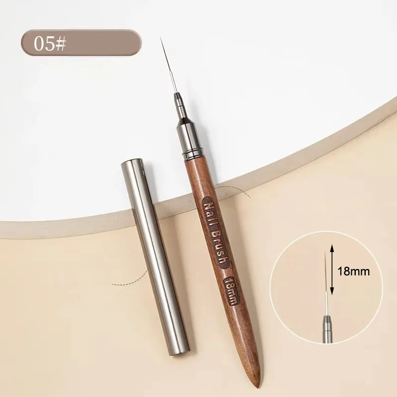 Nail Brush Wood Handle Gel Nail Art Liner DIY Painting Brush Drawing Lines Stripe Flower Painting Pen UV Gel Manicure Salon Tool Zpaxo Brown-18mm