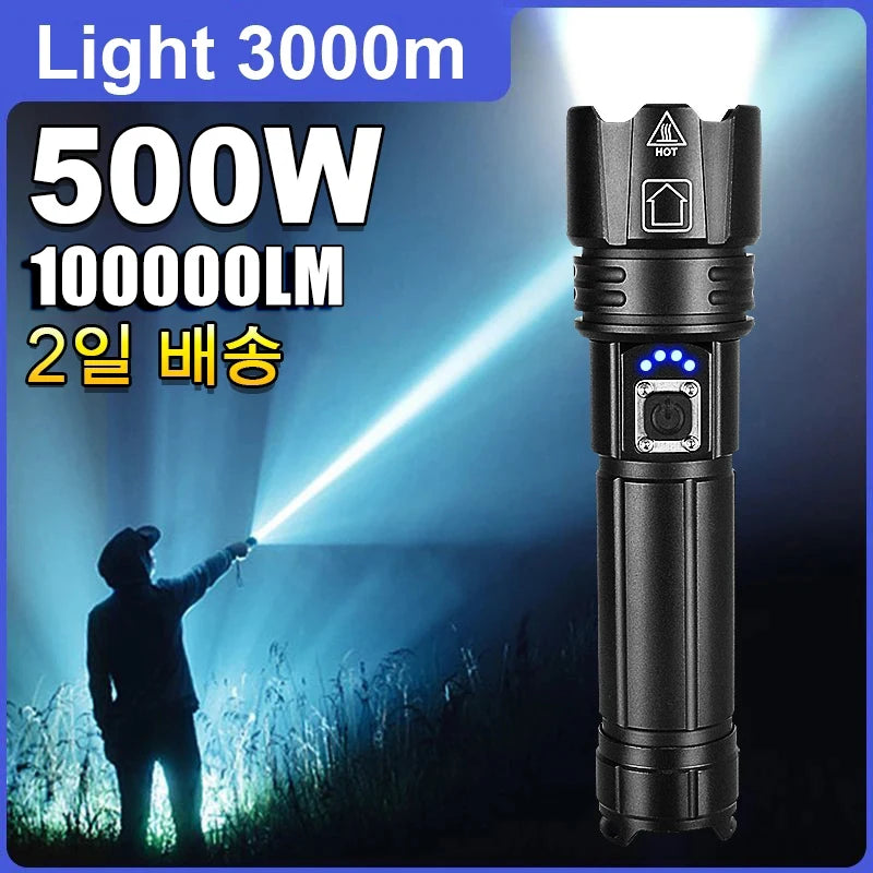 KDULIT 2000 Lumen LED Tactical Flashlight USB-C Rechargeable