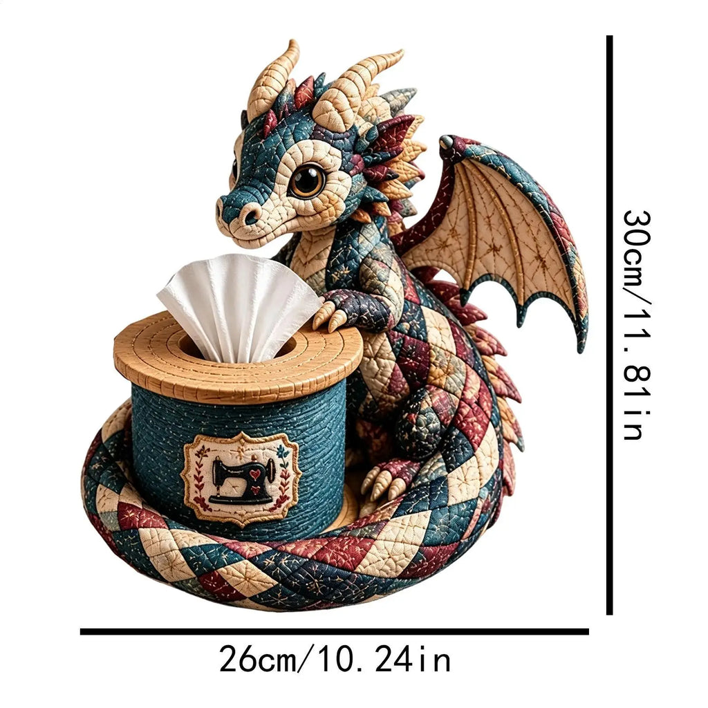 Quilted Dragon Tissue Box Handmade Beaded Fabric Napkin Organizer DIY