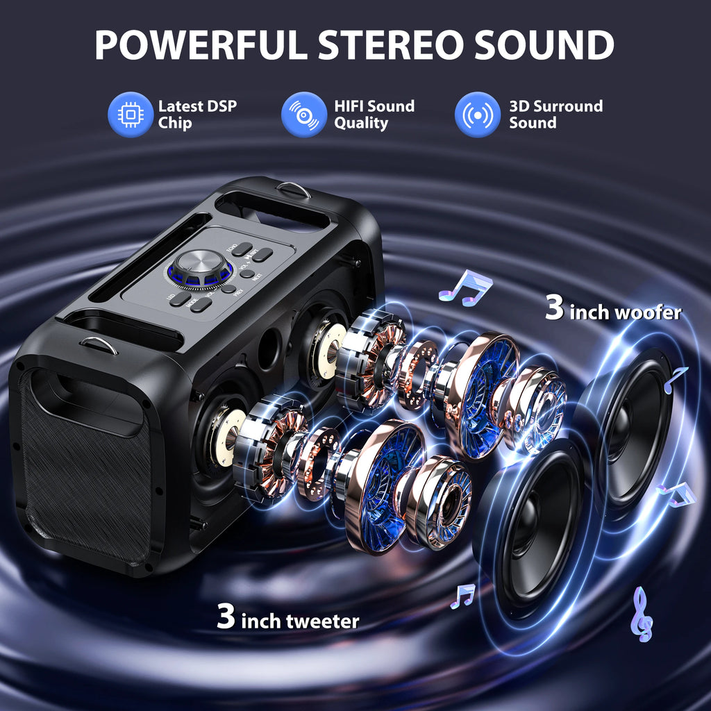 T22 Portable Bluetooth Speaker Led Light Outdoor Dual Wireless