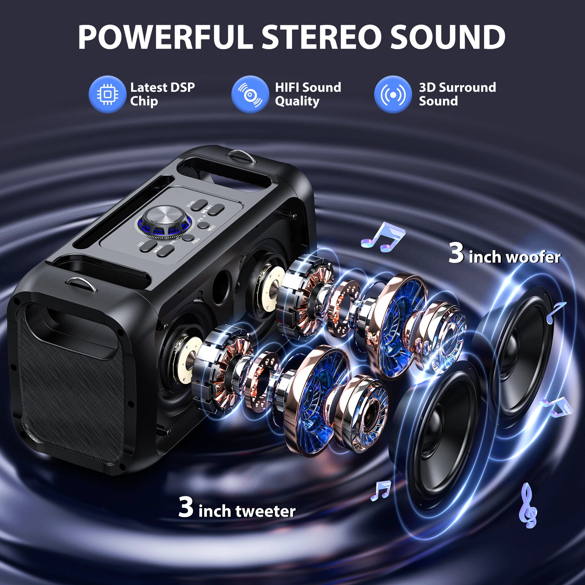 T22 Portable Bluetooth Speaker Led Light Outdoor Dual Wireless