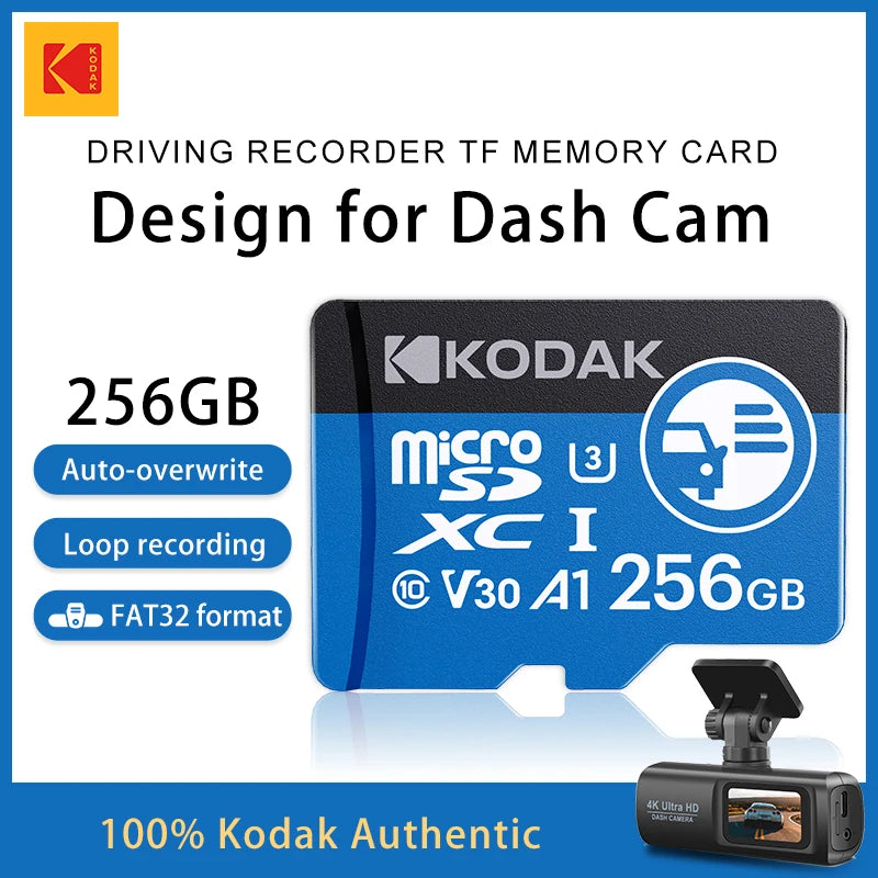 Kodak Ultra Mini Dash cam Micro SD Card 256GB 128GB Memory Card SD TF Flash Card Memory Cards 64GB 32GB For Cars Phone Zpaxo 256GB