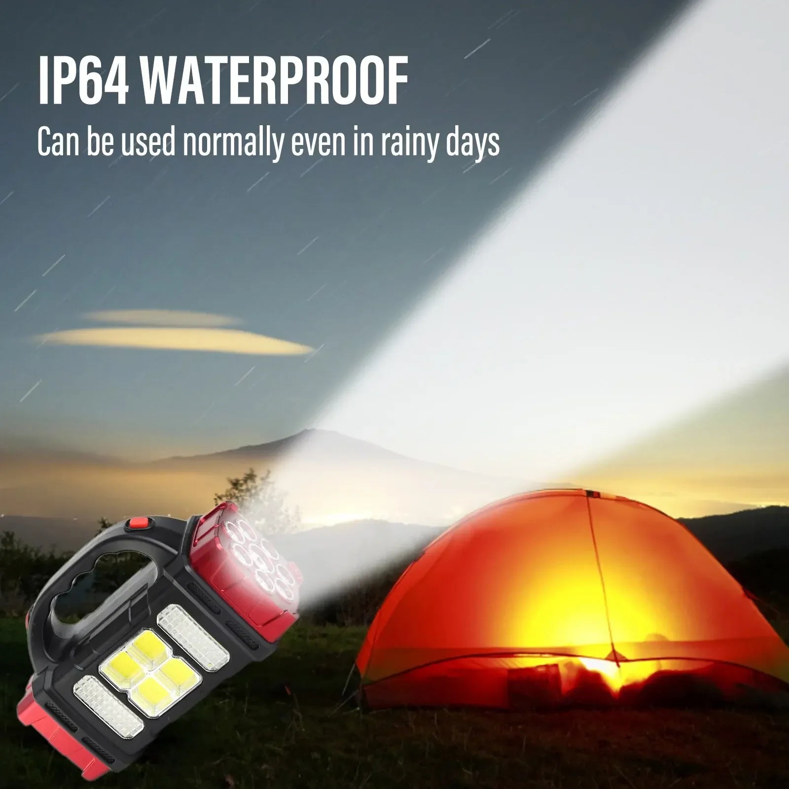 ESMARTER Solar USB LED Flashlight – 4 Modes, Waterproof, 1600 Lm