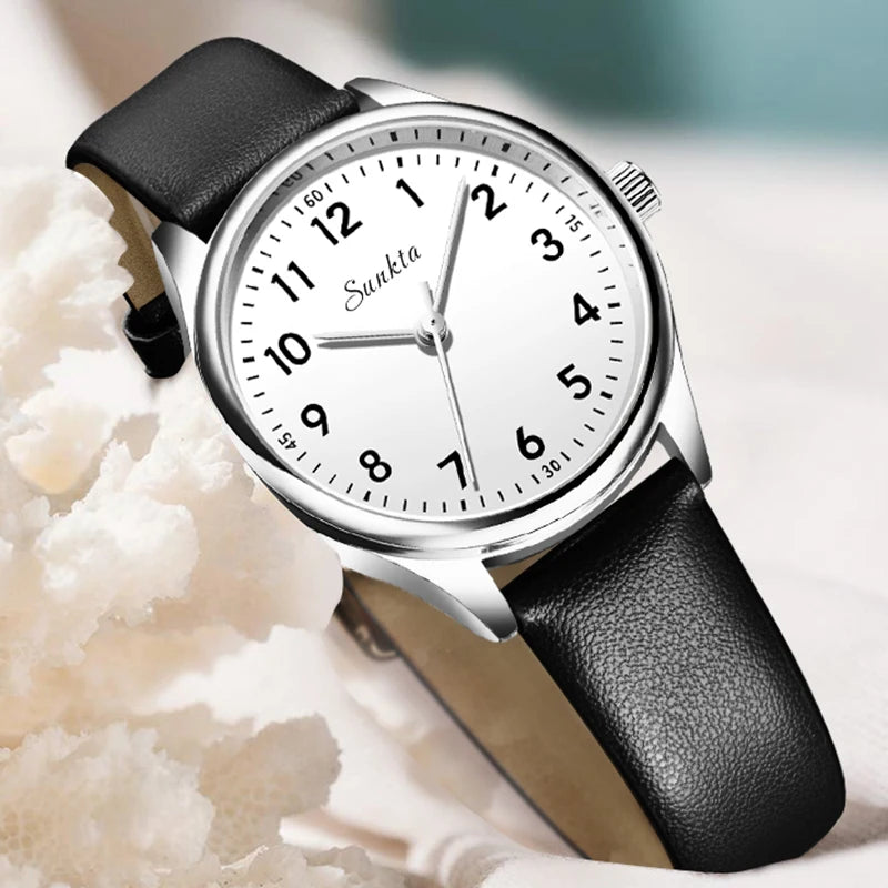 SUNKTA new fashion luxury women's quartz watches elegant leather Watches for Women waterproof simple ladies watches reloj+BOX Zpaxo