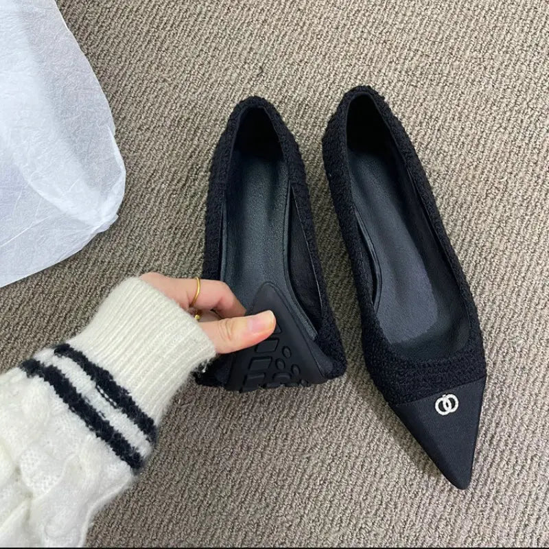 Flat Shoes for Women Spring and Autumn 2025 New Pointed Toe Shallow Mouth Women's Shoes Ladies Loafers Plus Size 42 43 44 Zpaxo