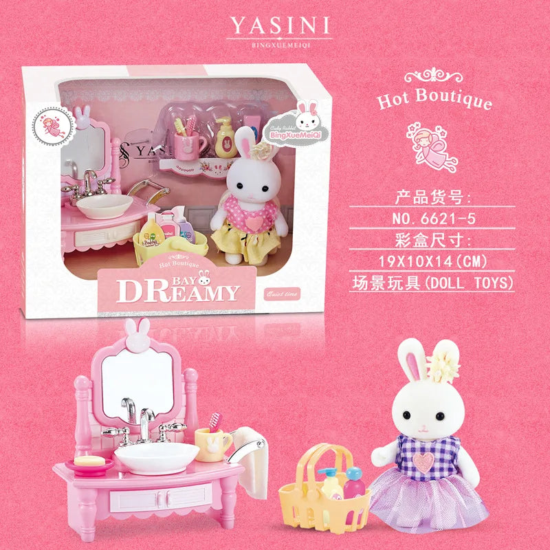 Little Rabbit Dresser Lovely Scene Play Toys Simulation Modelling