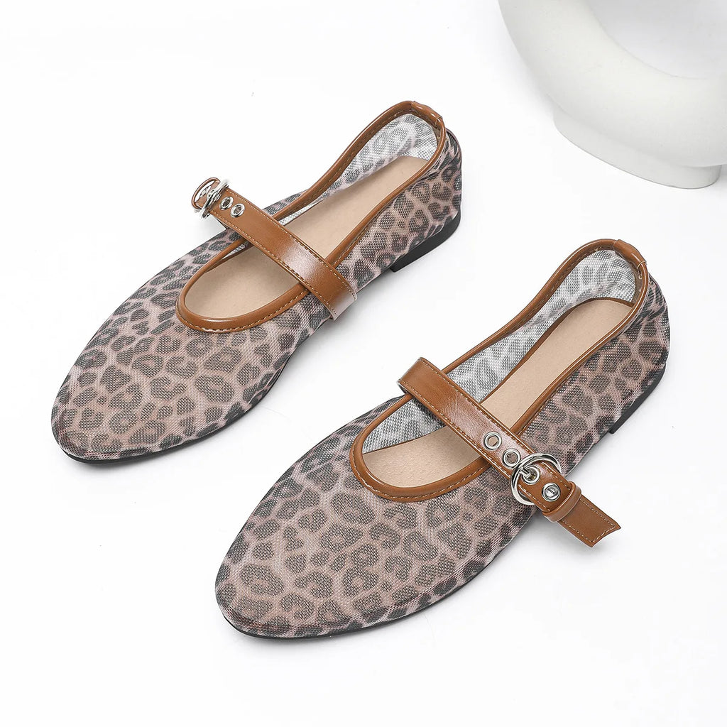 Flat Shoes for Women's Spring and Autumn Round Toe Mesh Breathable and Non Slip Mary Jane Women's Shoes Big Size 35-45 Loafers Zpaxo