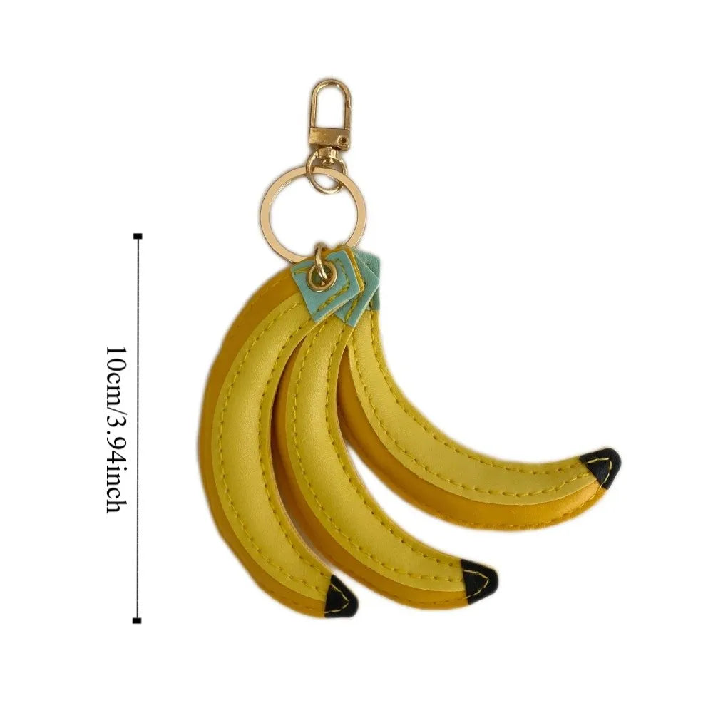 Cute Fashion Fruit Banana Keychain PU Banana Simulation PU Leather Pendant Waterproof Korean Style Fruit Key Ring Outdoor Zpaxo