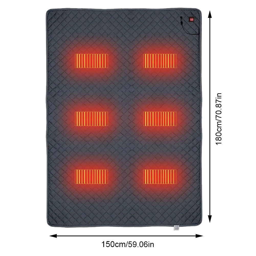 70x59 Inch Camping Tent Heated Sleeping Bag Mat Outdoor USB Electric Blanket 6 Heating Zones Heater Cushion for Winter Travel Zpaxo Blue