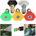 5Pcs 1/4" Quick Connect Spray Nozzle High Power Kit Pressure Washer Spray Nozzles Tips For Car Foam Lance Gun 3600 PSI 5 Colors