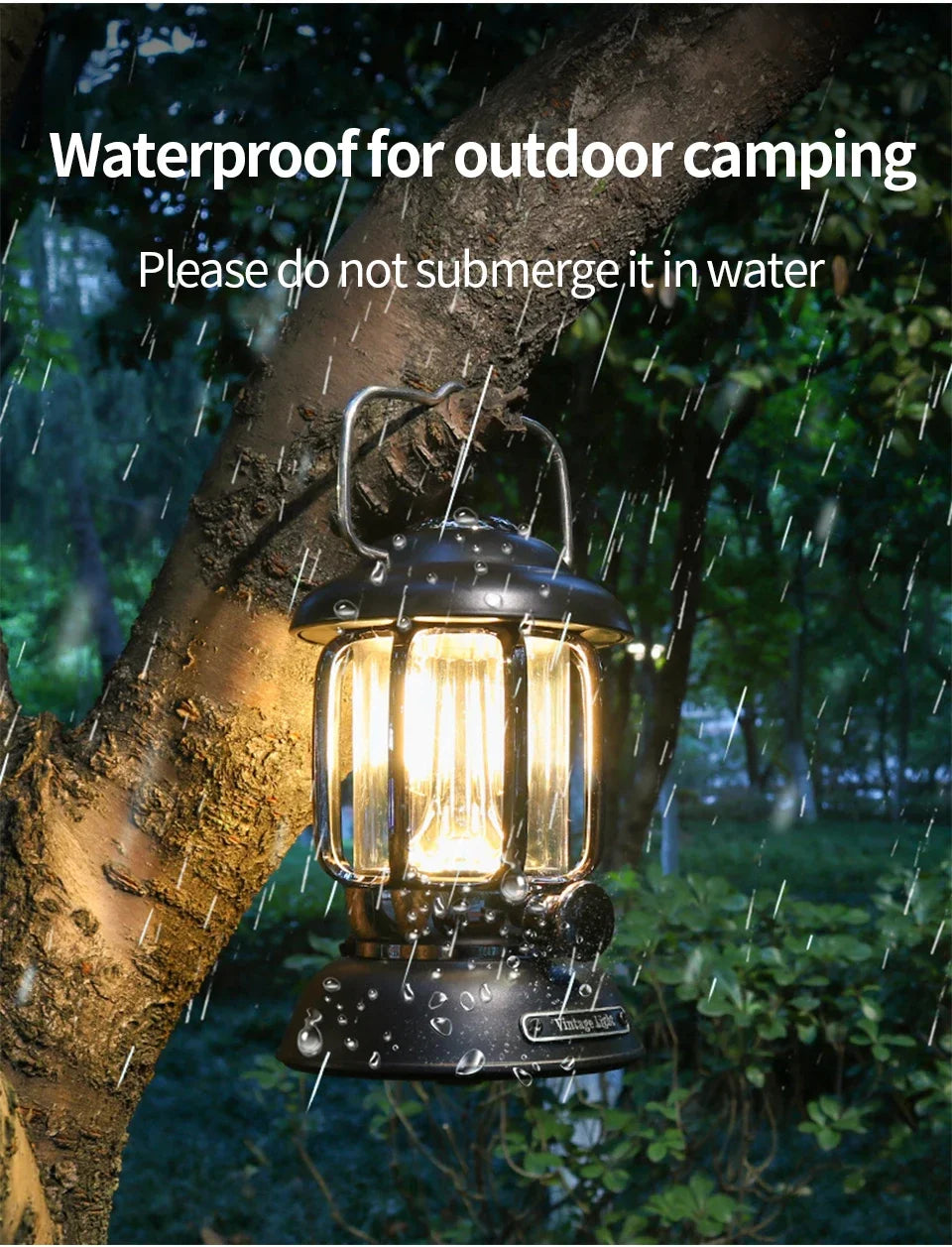 Retro USB Rechargeable LED Camping Lantern | Waterproof Portable