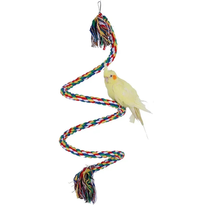 Bird Toys Parrot Climbing Rope Birdcage Suspension Pole Cotton Rope Swivel Ladder Parakeet Training Chew Toys Pet Supplies Zpaxo