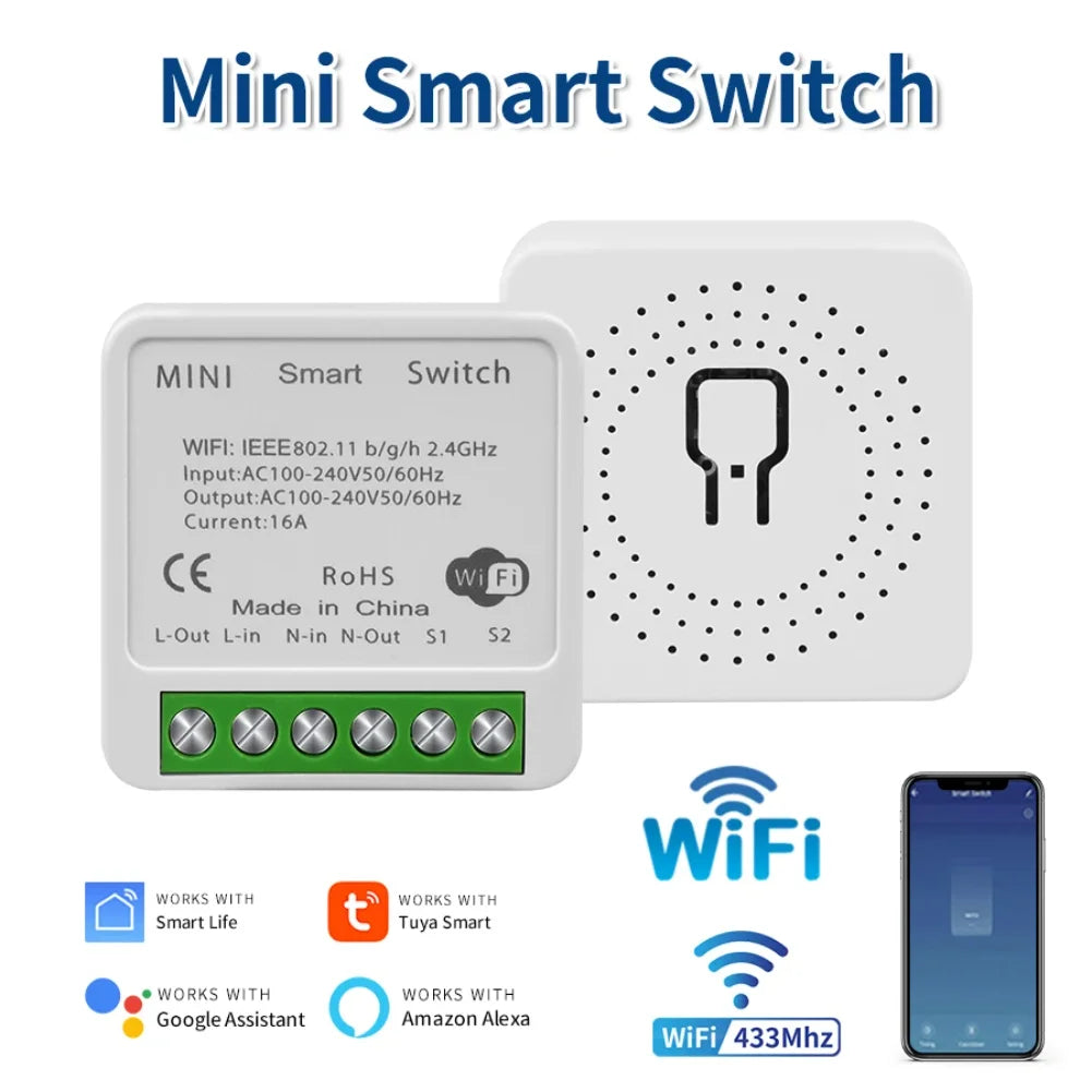 Tuya Smart WiFi Switch 16A 20A 433Mhz Receiver Breaker Smart Life App Remote Supports 2-way Control Works with Alexa Google Home Zpaxo