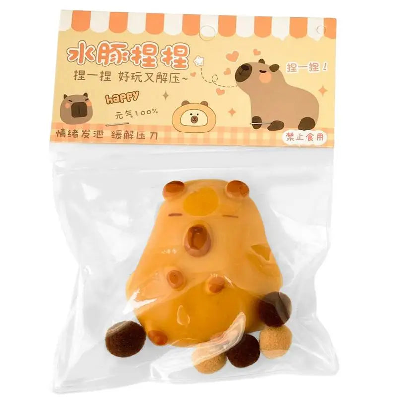 Cute Capybara Squeeze Toy with Bell Super Soft Pinch Decompression TPR Fidget Sensory Toys Capybara Figure for Kids Adults Gift Zpaxo